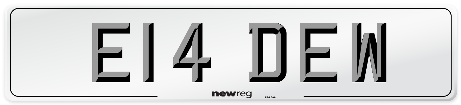 E14 DEW Number Plate from New Reg